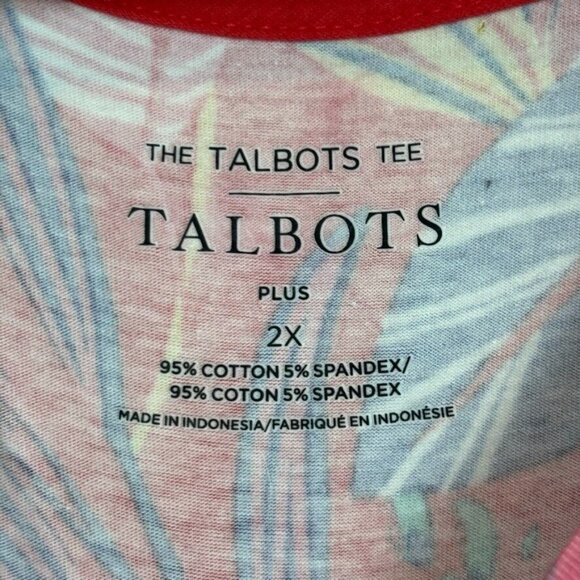 Talbots the Talbots Tee Women's Red Floral tropical stretch top size 2X Summer - Picture 4 of 9